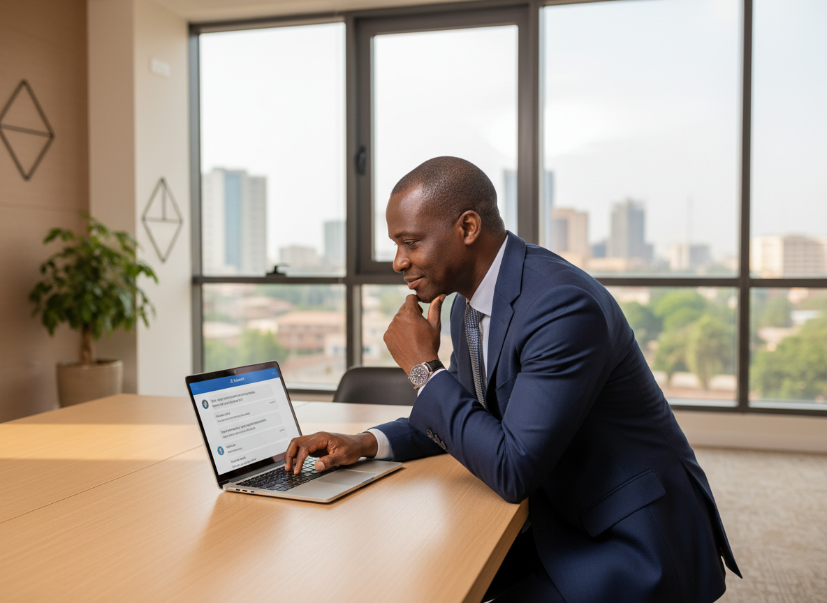 Nigerian professional using AI advisory tool